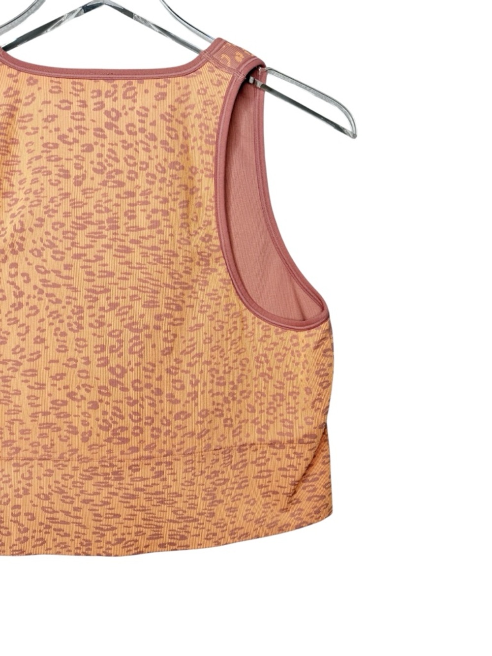Athleta Aurora Ribbed  Orange Dusty Rose Leopard Print V Neck Tank Top Sz XL - Picture 6 of 6